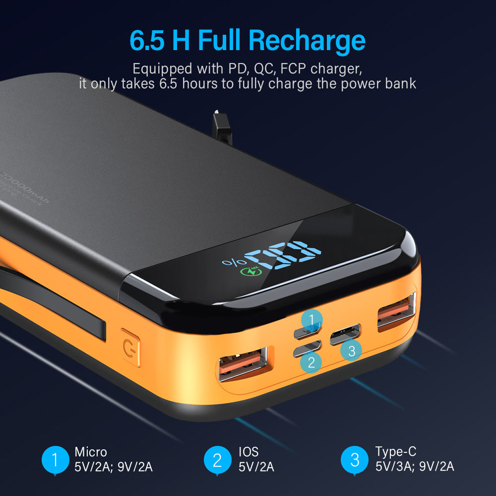 2-Wire Digital Display Power Bank – Ultra Fast Charging, High-Capacity
