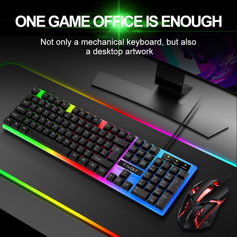 Ergonomic USB Gaming Keyboard – Rainbow Light Backlit, Wired
