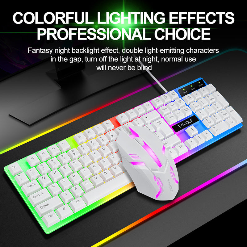 Ergonomic USB Gaming Keyboard – Rainbow Light Backlit, Wired