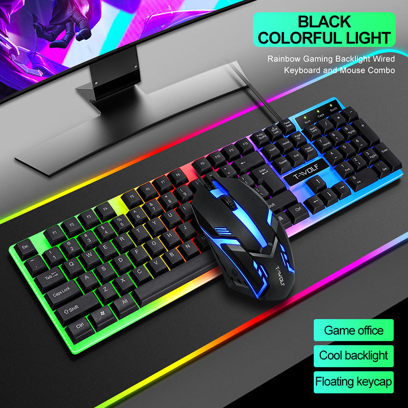 Ergonomic USB Gaming Keyboard – Rainbow Light Backlit, Wired