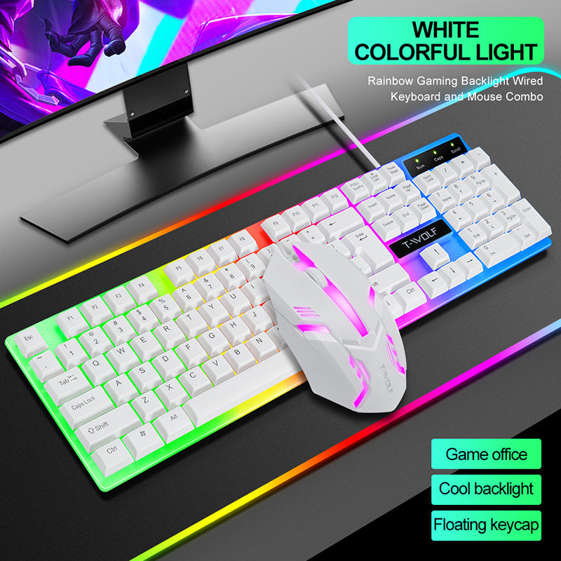 Ergonomic USB Gaming Keyboard – Rainbow Light Backlit, Wired