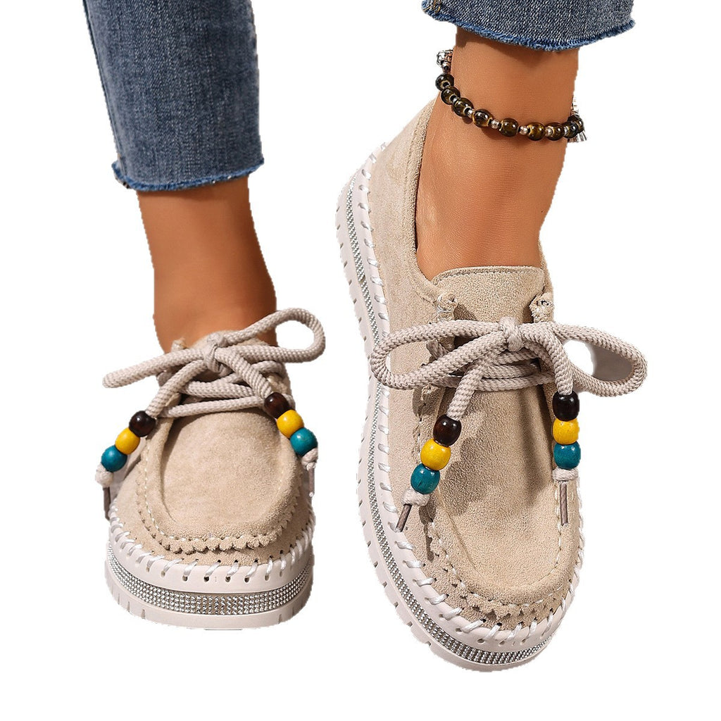 Women’s Retro Soft-Bottom Bean Shoes – Thick Sole Daily Flats