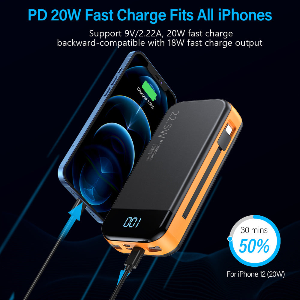 2-Wire Digital Display Power Bank – Ultra Fast Charging, High-Capacity