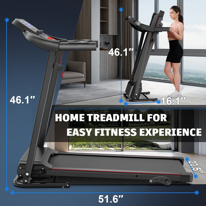 JK1607-3 Foldable Home Treadmill – 1.5HP Motor, Bluetooth Speaker, LCD Display & Safety Key