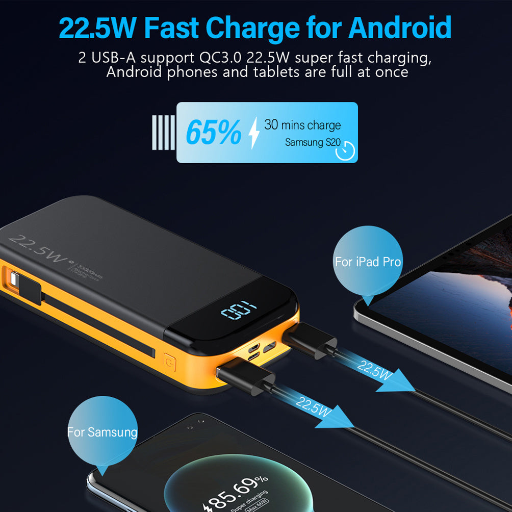 2-Wire Digital Display Power Bank – Ultra Fast Charging, High-Capacity